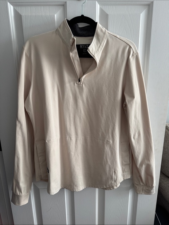BYLT Basics Tops - BYLT Basics Half-Zip Pullover - Light Cream